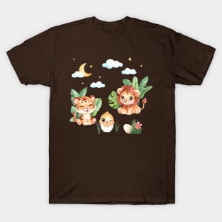 TIger Lion Chick Watercolor T-Shirt